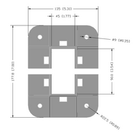 33-4590-1 MODULAR SOLUTIONS FOOT 45MM X 90MM (4)SIDED FOOT W/11MM FLOOR ANCHOR HOLES